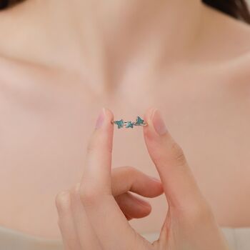 Sterling Silver Enamel Ivy Leaf Motif Ring, 7 of 12