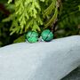 Emerald Green Glass And Sterling Silver Stud Earrings, thumbnail 5 of 12