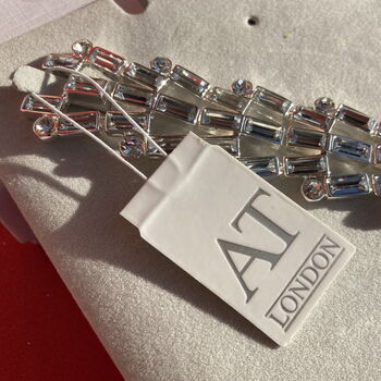 Art Deco Cast Silver Tone Bracelet With Crystals, 2 of 3