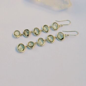 Green Amethyst Drop Silver Earrings, 3 of 6