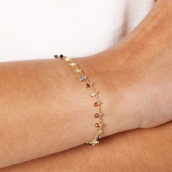 Colourful Semi Precious Stone Tiny Droplet Bracelet In Gold, 3 of 3