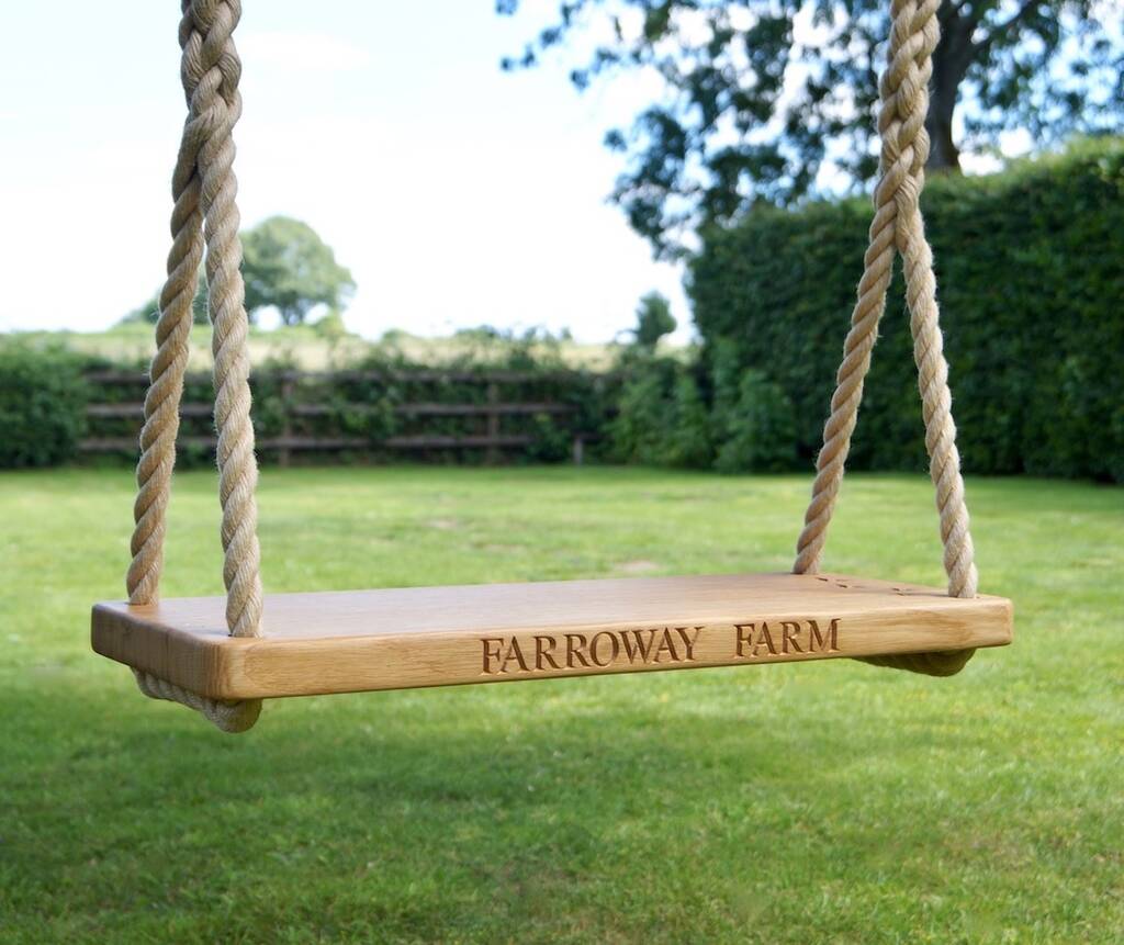 Personalised Oak Adult Garden Rope Tree Swing By Traditional Wooden Gifts