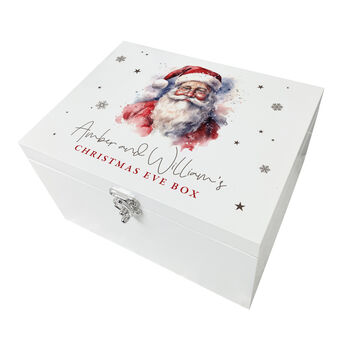 Personalised White Wooden Traditional Santa Christmas Eve Box Three Sizes 22cm | 27cm | 30cm, 9 of 9