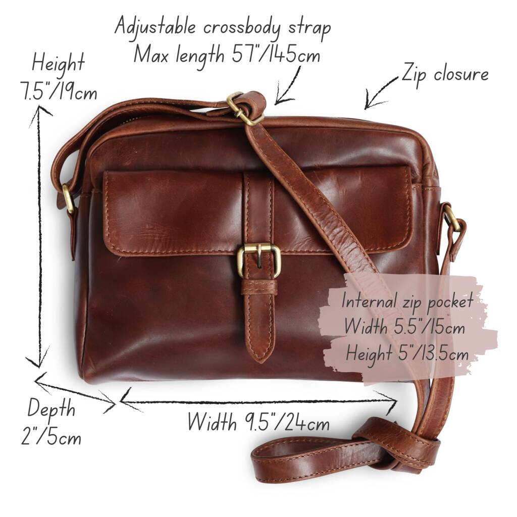 Leather Crossbody Bag With Pocket, Brown By The Leather Store