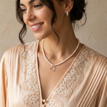 Personalised Hand Drawn Pearl Heart Necklace, 2 of 9