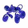 Set X Four Woven Natural Iraca Blue Spiral Napkin Rings, thumbnail 4 of 5
