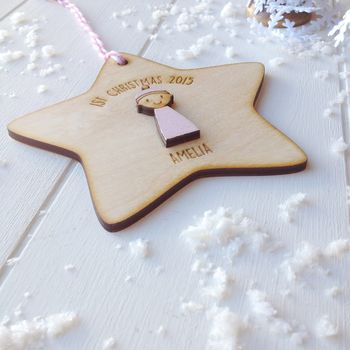 Personalised Baby Girl's First Christmas Decoration, 3 of 5