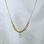 Dainty 18 K Gold Vermeil Necklace Triple Beaded Chain With Teardrop Cz, Tarnish Free Waterproof Necklace, Wedding Jewellery, thumbnail 6 of 8