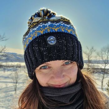 Midnight Sun Nordic Knit Reflective Super Bobble Hat, 2 of 4