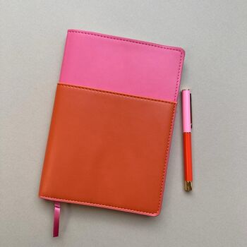 Vegan Leather Pocket Journal Pink And Chilli, 5 of 6