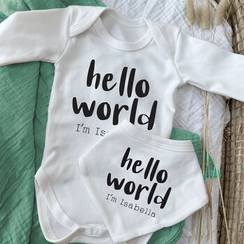 Hello World New Baby Vest, 3 of 4