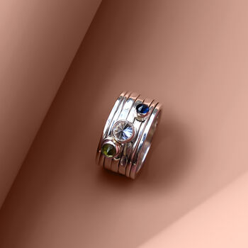 Personalised Ibiza Bliss Gemstone Sterling Silver Spinning Ring, 2 of 12