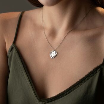 Urban Jungle Monstera Leaf Necklace, 5 of 11