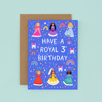 Any Age Princess Birthday Card, Girls Age Birthday Card, 2 of 9