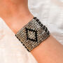 Handcrafted Beaded Wide Aztec Cuff Bracelet, thumbnail 2 of 4