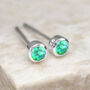 Mini Sterling Silver Green Opal Stud Earrings, thumbnail 4 of 10