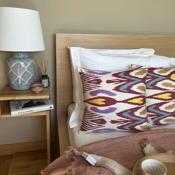 Square Ikat Silk Cushion Abstract Multi Coloured, 6 of 8