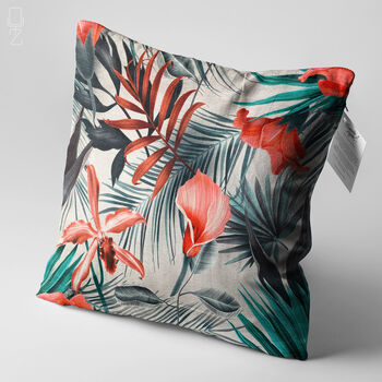 Cushion Cover With Red And Grey Floral Pattern, 3 of 7