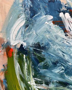 Large Blue Red Abstract Expressionist Painting Authentic Art Contemporary, 4 of 5
