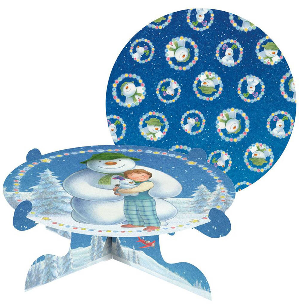 The Snowman And The Snow Dog Single Tier Card Christmas Cake Stand, 1 of 4