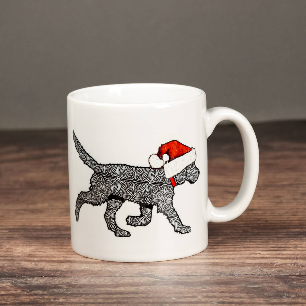 Festive Black Labradoodle Mug By DoodlePippin