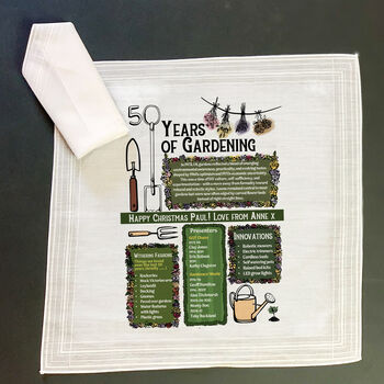 Personalised 50th Birthday Gift For Gardeners Handkerchief Pair, 2 of 6