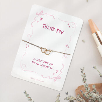 Thank You Gift Bracelet Pink Bow Small Gift, 4 of 9