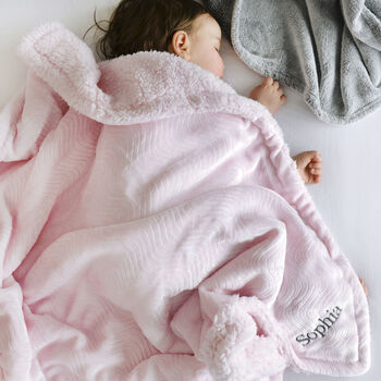 Personalised Pink Sherpa Baby Blanket, 2 of 8