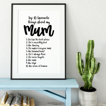 Top 10 Favourite Things About My Mum Custom Print, 2 of 8