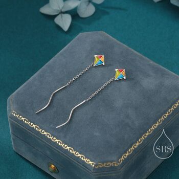 Sterling Silver Flying Kite Threader Earrings, 2 of 11