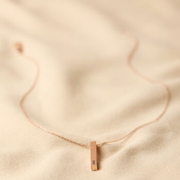 Personalised Bar Pendant Necklace In Rose Gold Plating, 7 of 9