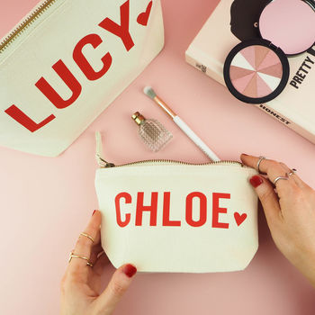 Personalised Name With Heart Make Up Bag, 7 of 11