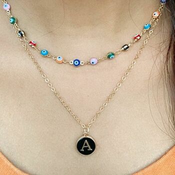 Personalized Colourful Evil Eye Initial Choker Necklace, 6 of 6