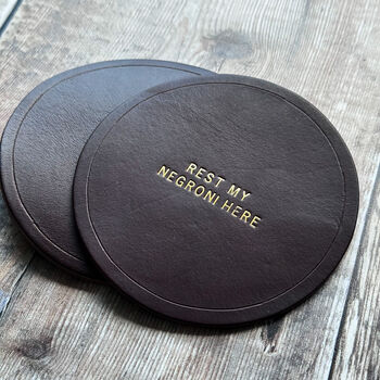 Custom Luxe Leather Father's Day Coasters, 4 of 5