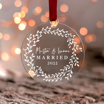 Personalised 1st Christmas Married Hanging Decoration, 6 of 7