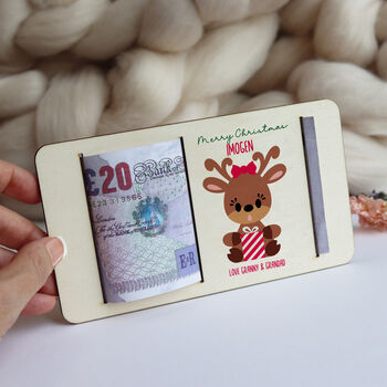 Personalised Christmas Reindeer Money Gift Holder, 6 of 8