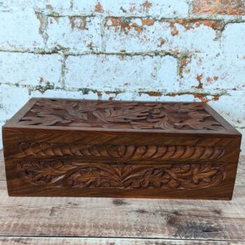 Oak Leaf Floral Carved Wooden Box, 10 of 10