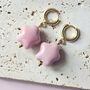 Marshmallow Ceramic Star Huggie Hoops 18ct Gold Plated, thumbnail 3 of 5