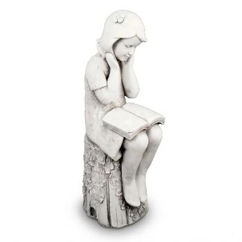 Julie Reading Girl 86cm White Stone Effect, 3 of 5
