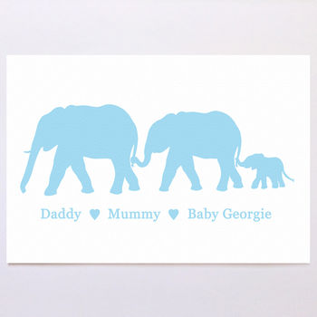 Personalised Elephant Family Print, 6 of 9