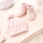 Toffee Moon Dawn Pink Knitted Baby Booties, thumbnail 2 of 12
