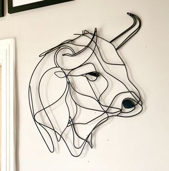 Taurus Bull Wire Wall Art, 4 of 5