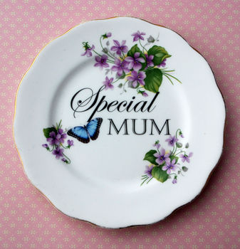 'Special Mum' Upcycled Vintage China Cake Plate, 2 of 5