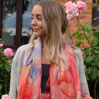 Poppy Flower And Butterfly Lightweight Scarf, 2 of 4