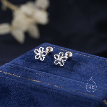 Sterling Silver Tiny Forget Me Not Flower Earrings, 6 of 12