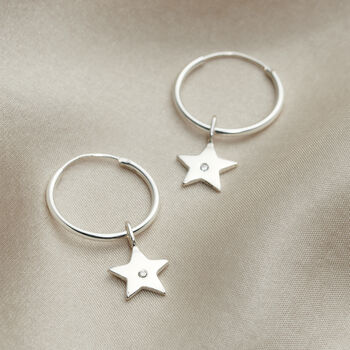 Birthstone Star Hoop Earrings, 2 of 7