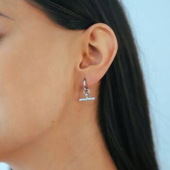 Cassia T Bar Huggie Earrings, 8 of 12