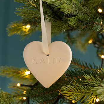 Engraved Ceramic Heart Christmas Decoration, 3 of 3