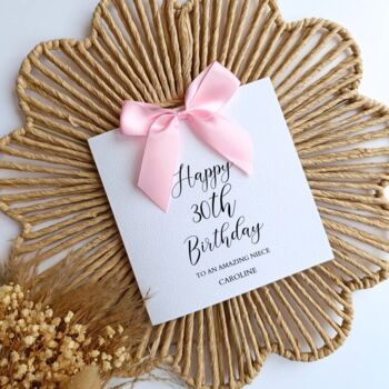 30th Birthday Luxury Bow Card, Choice Of Colours Handmade Bow, 2 of 5