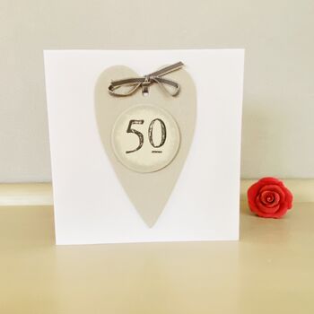 50th Heart Birthday Card Handmade, 2 of 3
